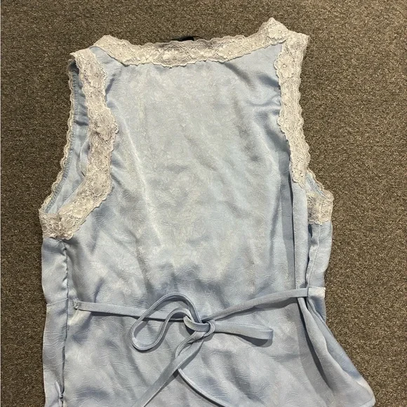 One Clothing Sky Blue Sleeveless Lace Trim Top Size XS - Picture 4 of 4